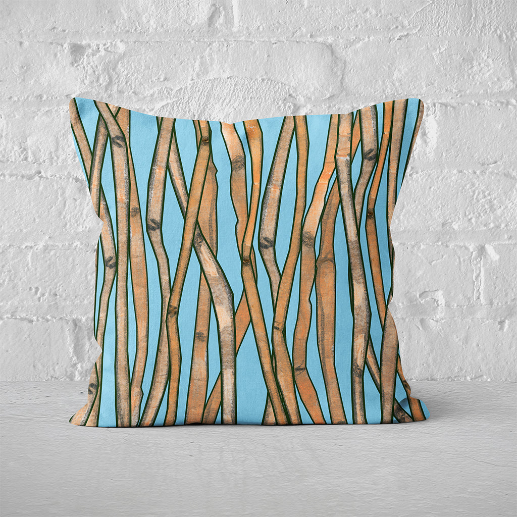 Pillow Cover Feature Art 'Cane Field' - Blue - Cotton Twill