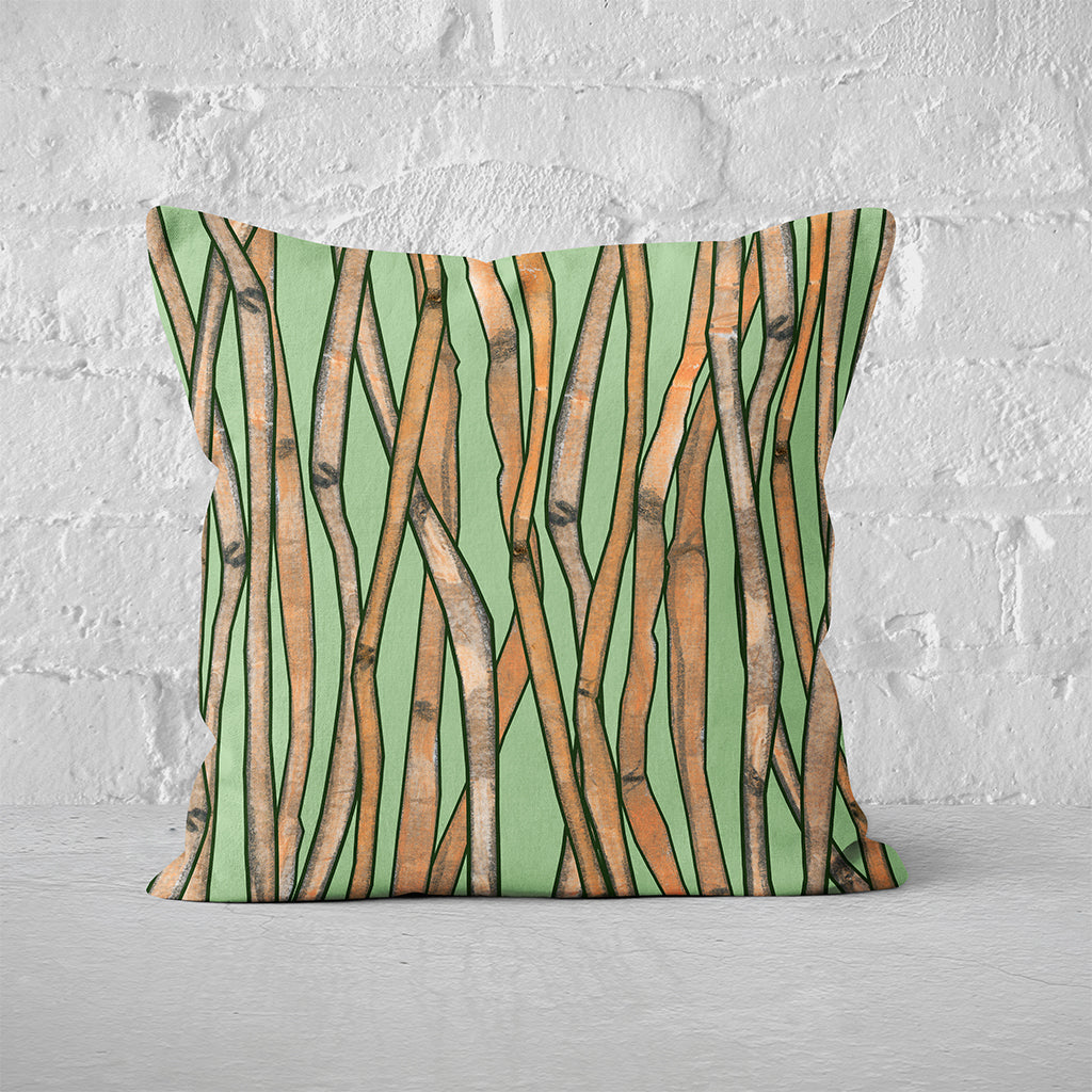 Pillow Cover Feature Art 'Cane Field' - Green - Cotton Twill