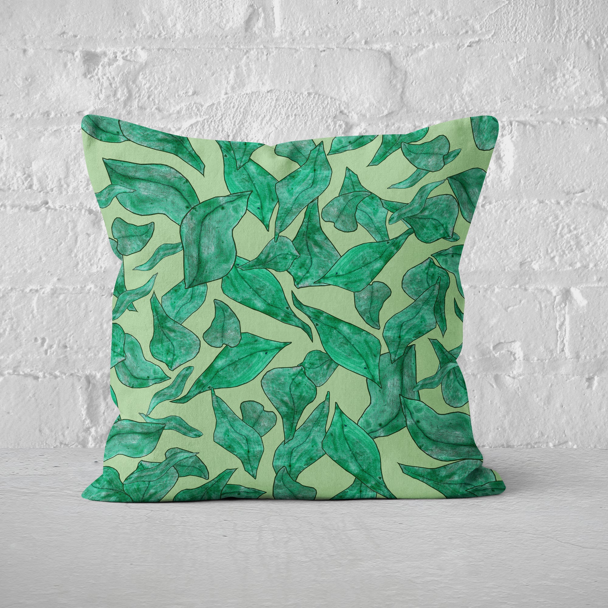 Pillow Cover Feature Art 'Fall 2' - Green - Cotton Twill