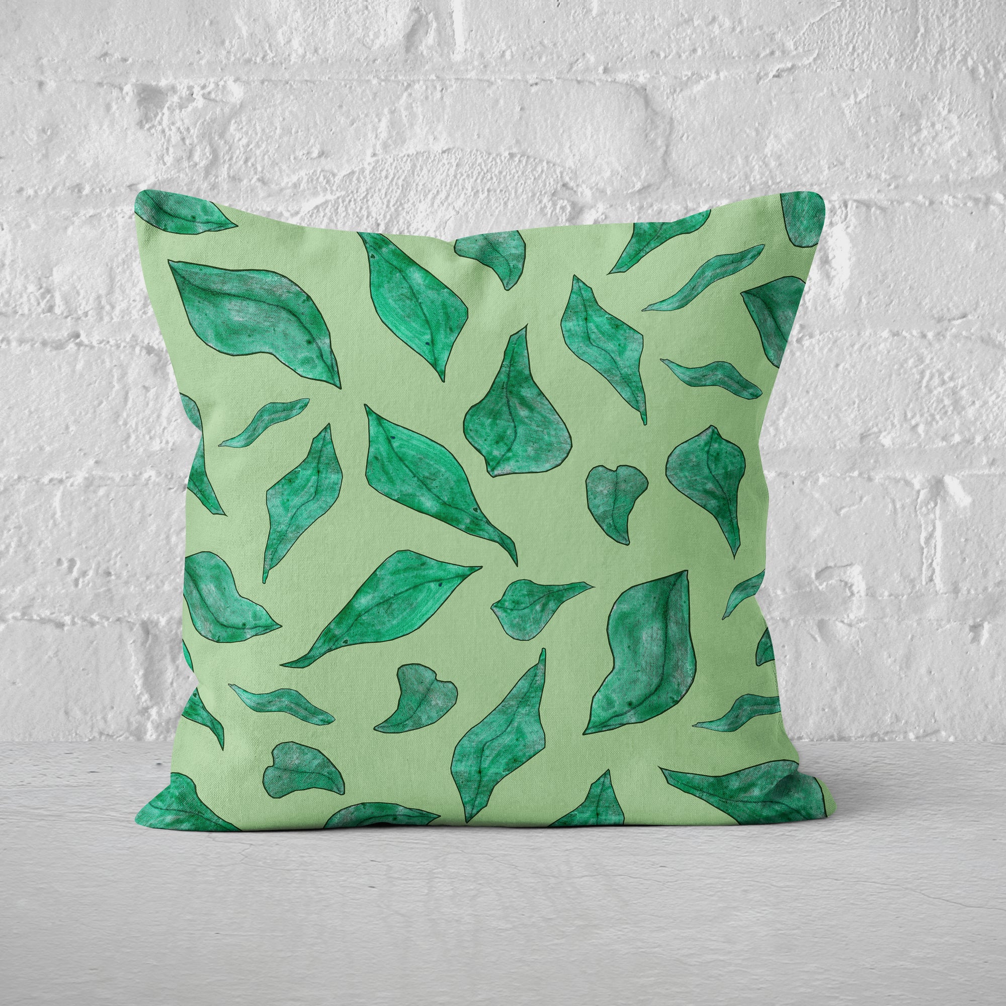 Pillow Cover Feature Art 'Fall' - Green - Cotton Twill