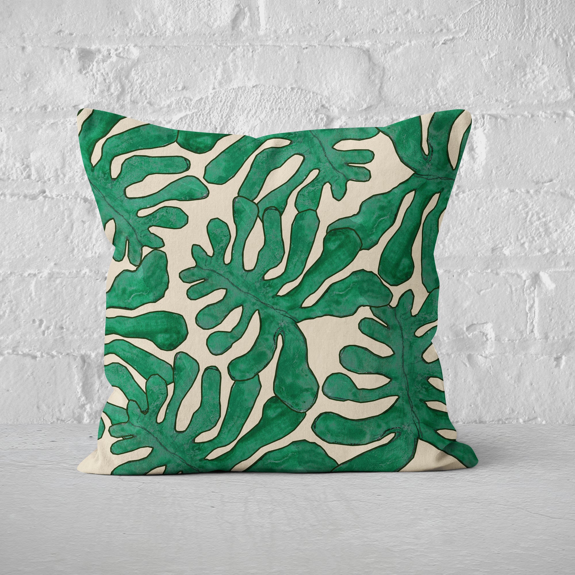 Pillow Cover Feature Art 'Palms' - Bone - Cotton Twill