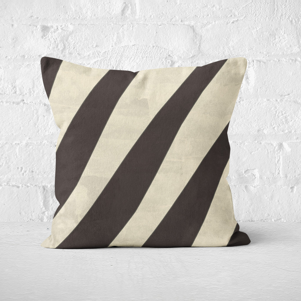 Pillow Cover Art Feature 'Contours' - Bamboo & Black - Cotton Twill