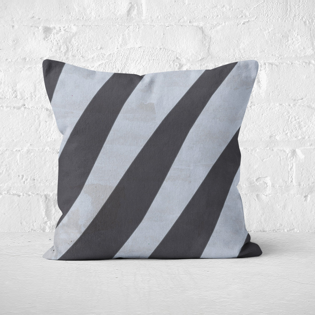 Pillow Cover Art Feature 'Contours' - Blue & Dark Brown - Cotton Twill