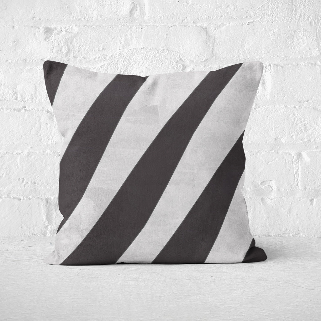 Pillow Cover Art Feature 'Contours' - Grey & Dark Brown - Cotton Twill