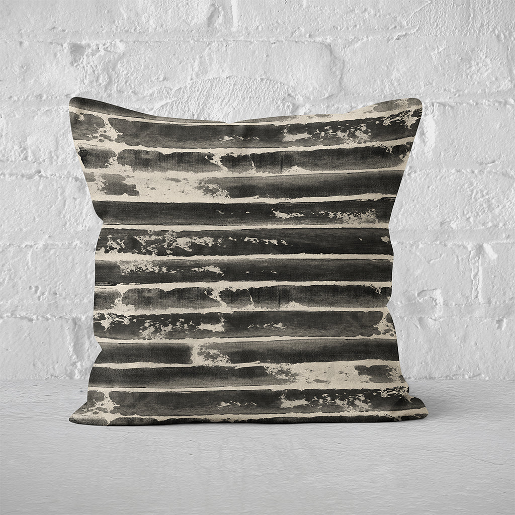 Pillow Cover Art Feature 'Horizon 13' - Black & Beige - Cotton Twill