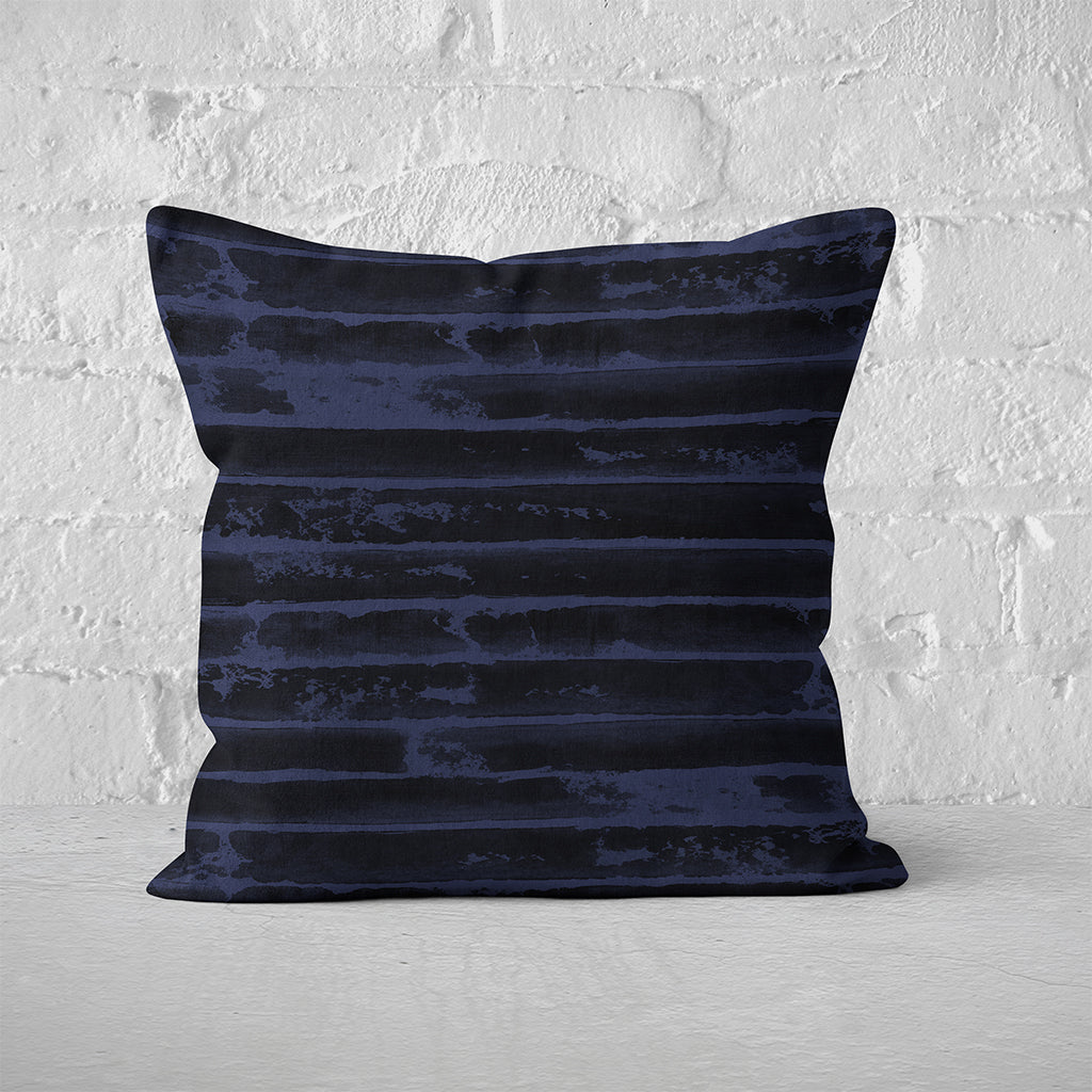 Pillow Cover Art Feature 'Horizon 13' - Black & Dark-Blue - Cotton Twill