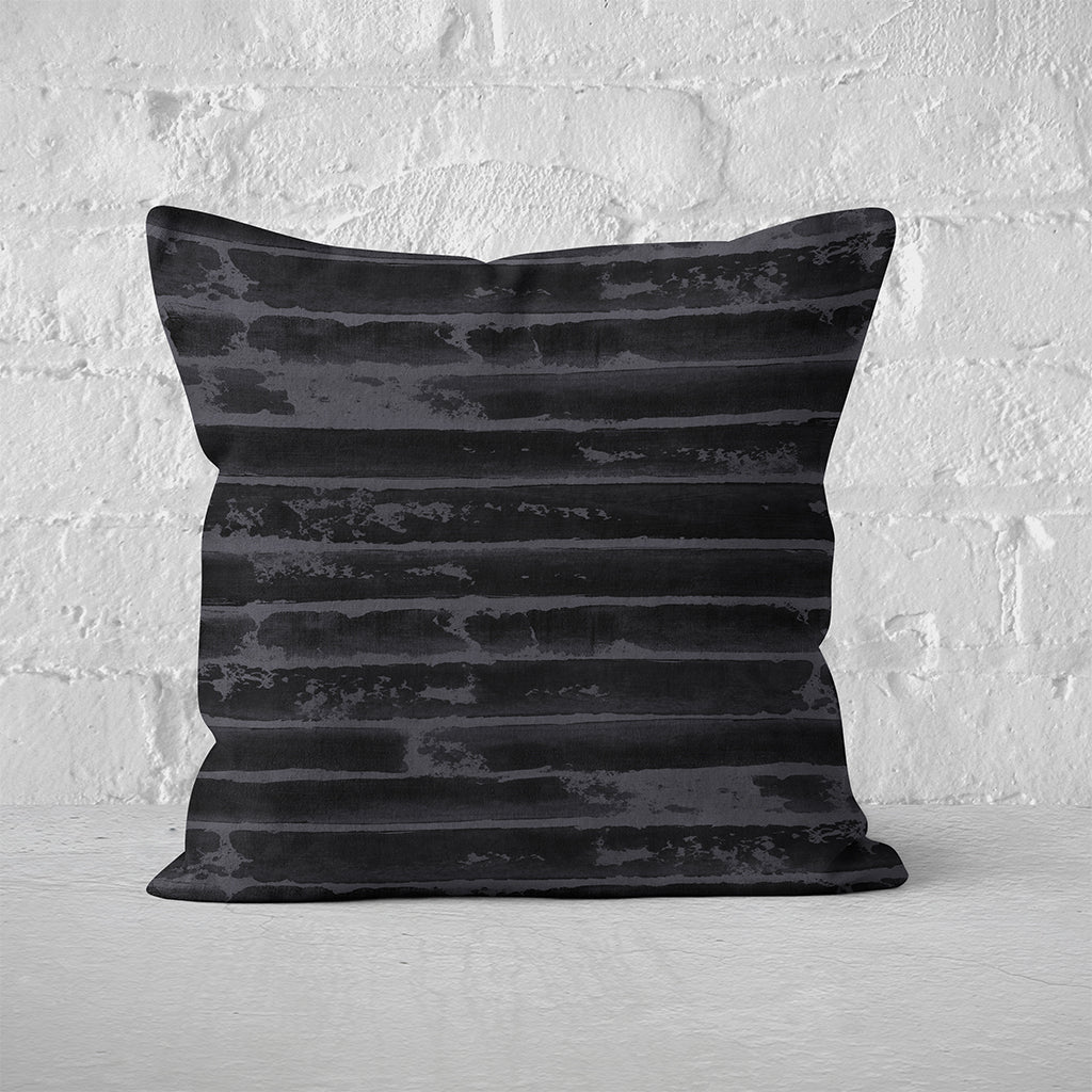 Pillow Cover Art Feature 'Horizon 13' - Black & Dark-Grey - Cotton Twill
