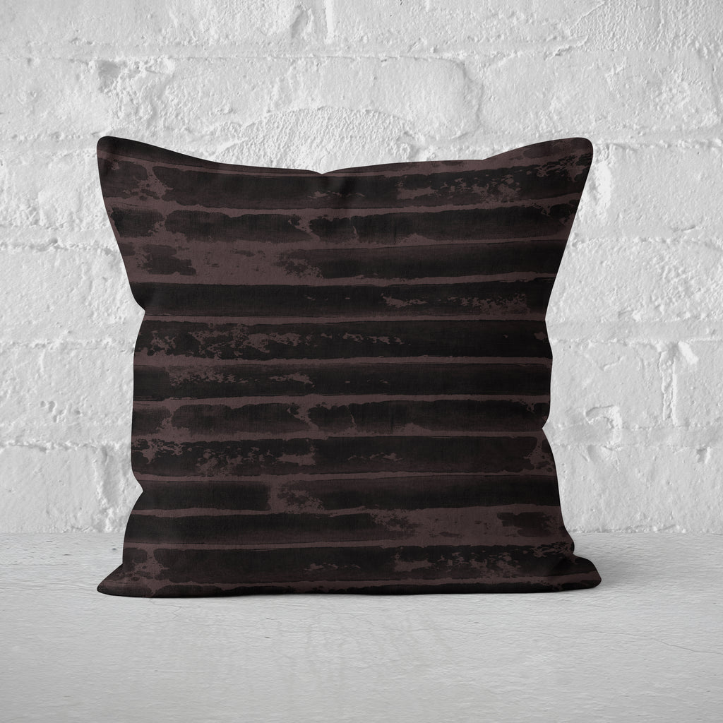 Pillow Cover Art Feature 'Horizon 13' - Black & Dark Chocolate - Cotton Twill