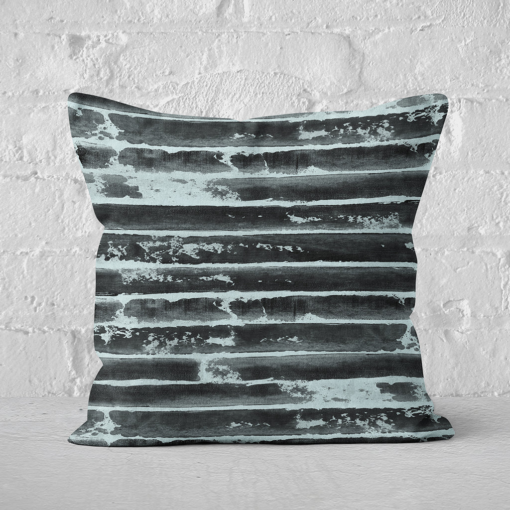 Pillow Cover Art Feature 'Horizon 13' - Black & Teal - Cotton Twill
