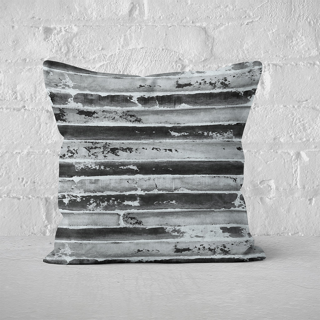 Pillow Cover Art Feature 'Horizon 13' - Light Grey & Black - Cotton Twill