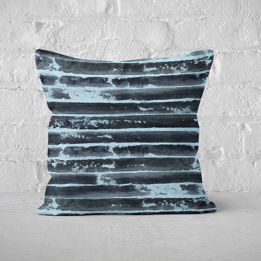 Pillow Cover Art Feature 'Horizon 13' - Sky Blue & Black - Cotton Twill