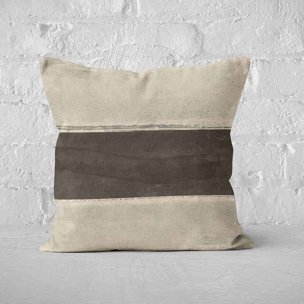 Pillow Cover Art Feature 'Horizon' - Chocolate & Tan - Cotton Twill