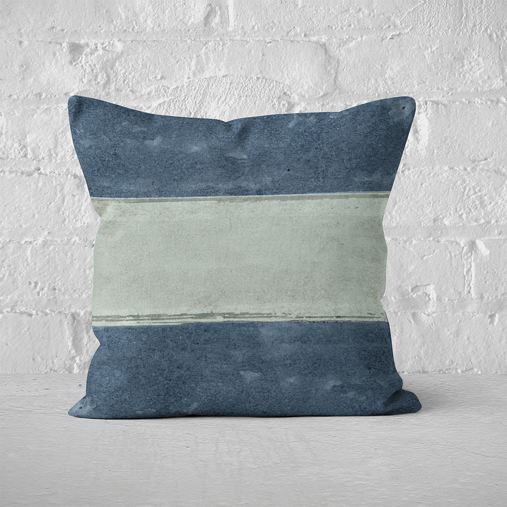 Pillow Cover Art Feature 'Horizon' - Dark Blue & Light Green - Cotton Twill