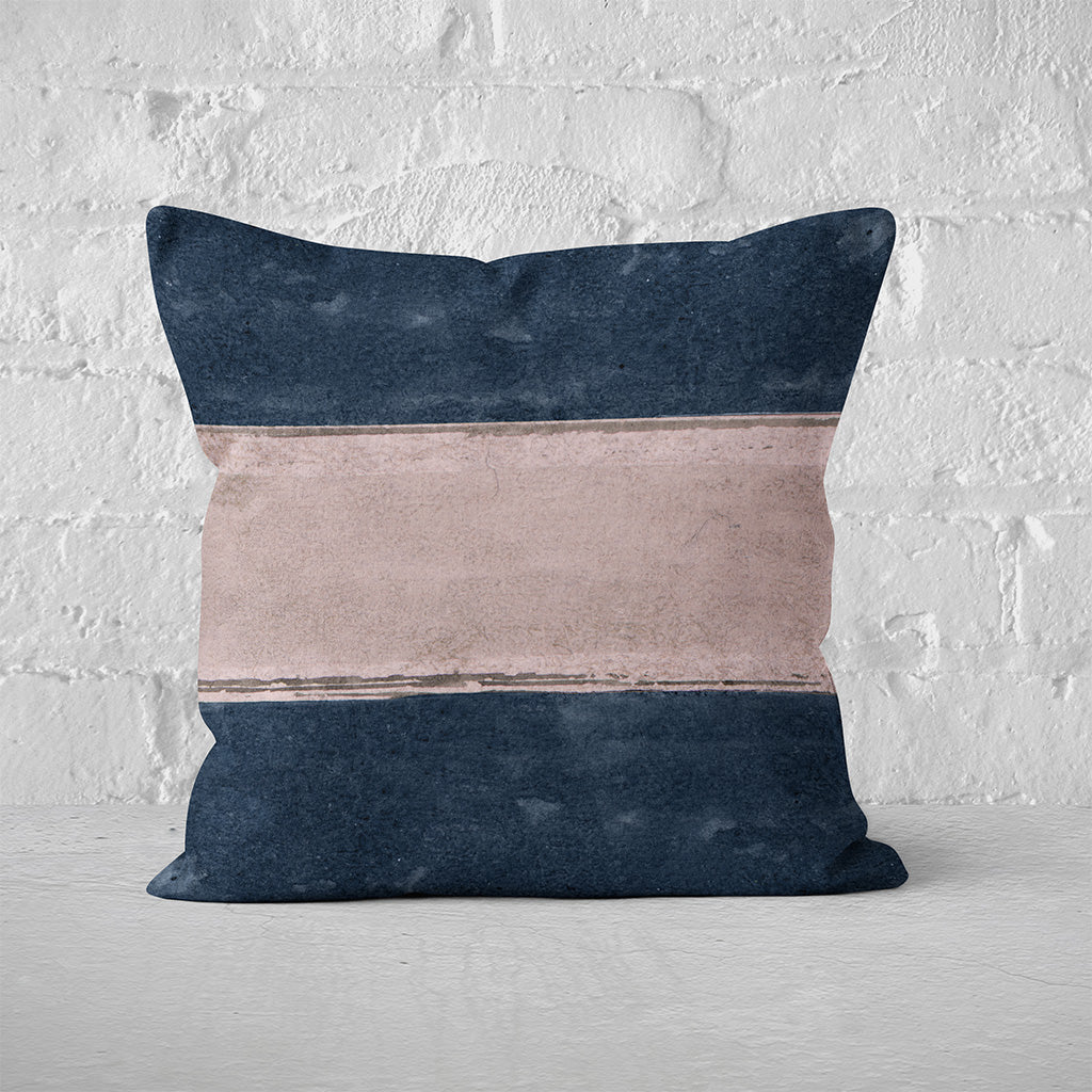 Pillow Cover Art Feature 'Horizon' - Dark Blue & Light Red - Cotton Twill