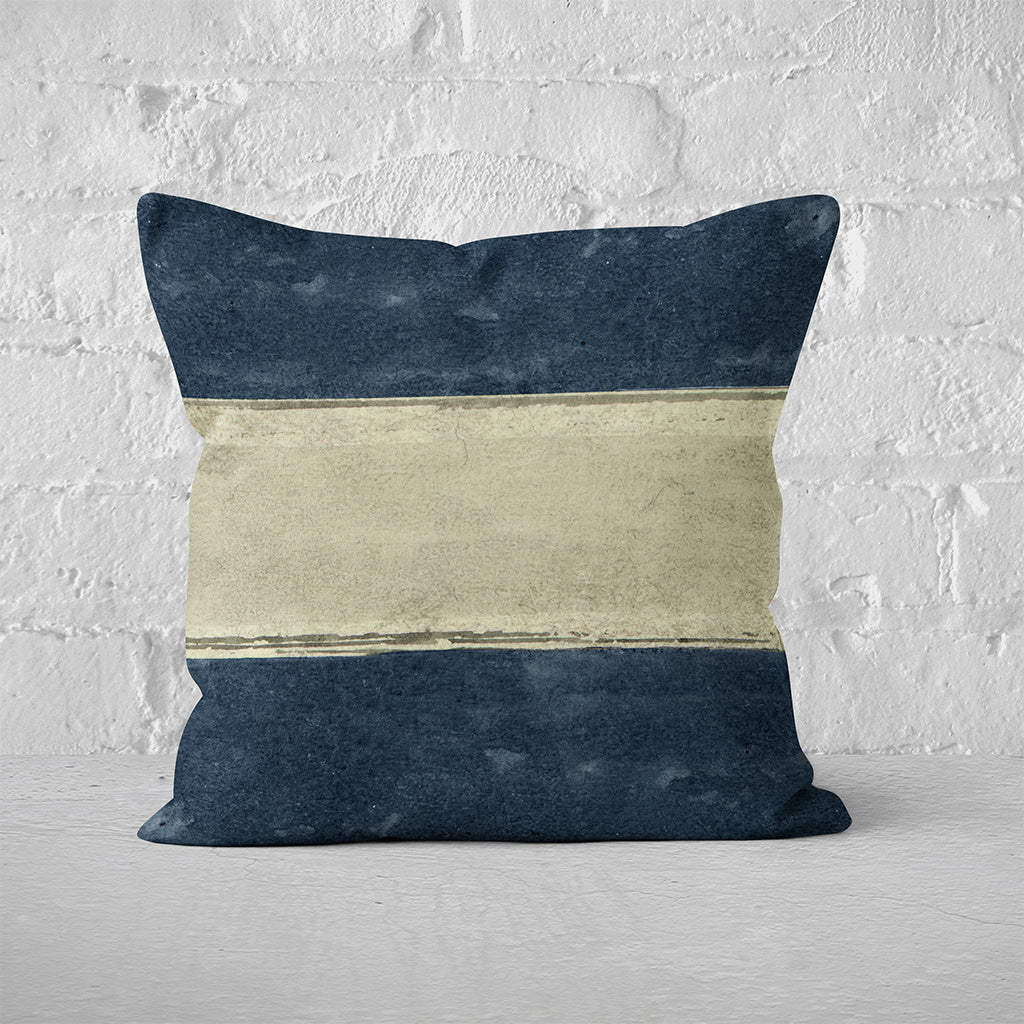 Pillow Cover Art Feature 'Horizon' - Dark Blue & Light Yellow - Cotton Twill