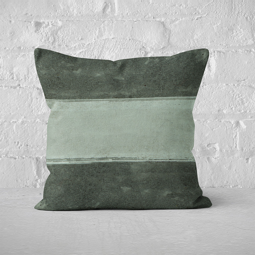Pillow Cover Art Feature 'Horizon' - Dark Green & Light Green - Cotton Twill