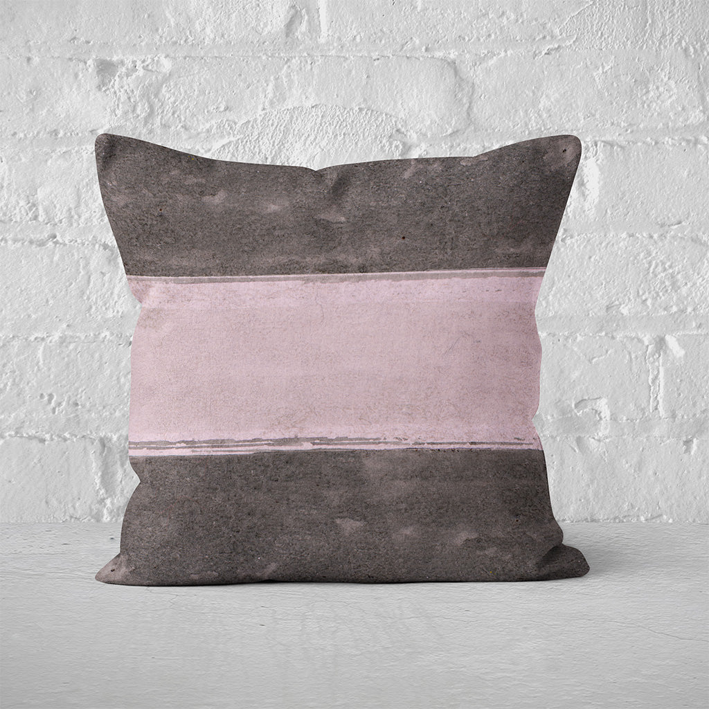 Pillow Cover Art Feature 'Horizon' - Dark Grey & Light Pink - Cotton Twill