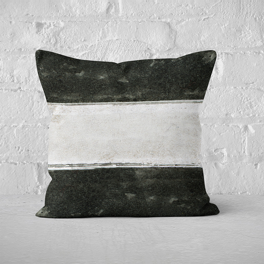Pillow Cover Art Feature 'Horizon' - Grey & Black - Cotton Twill