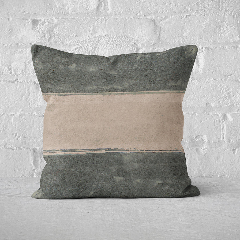 Pillow Cover Art Feature 'Horizon' - Grey & Tan - Cotton Twill