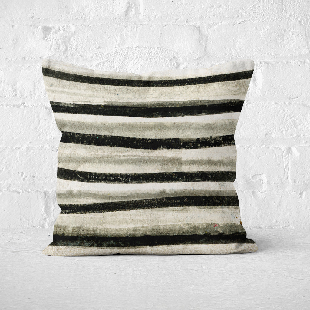 Pillow Cover Feature Art '6 Stripes' - Black & Bone