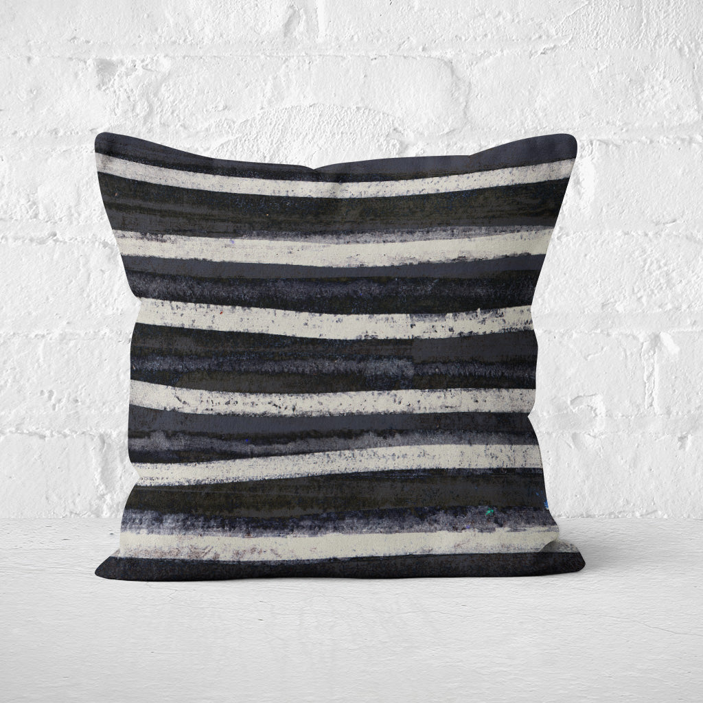 Pillow Cover Feature Art '6 Stripes' - Bone and Black