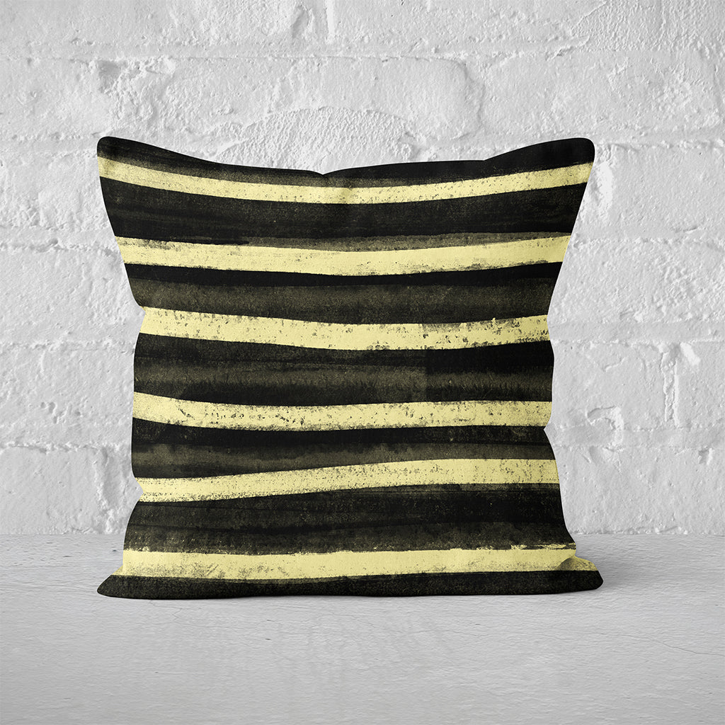 Pillow Cover Feature Art 'Songlines' - Black Yellow - Cotton Twill