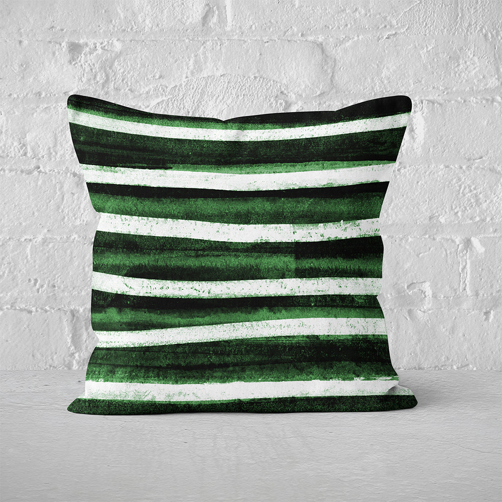 Pillow Cover Feature Art 'Songlines' - Dark Bamboo Green - Cotton Twill