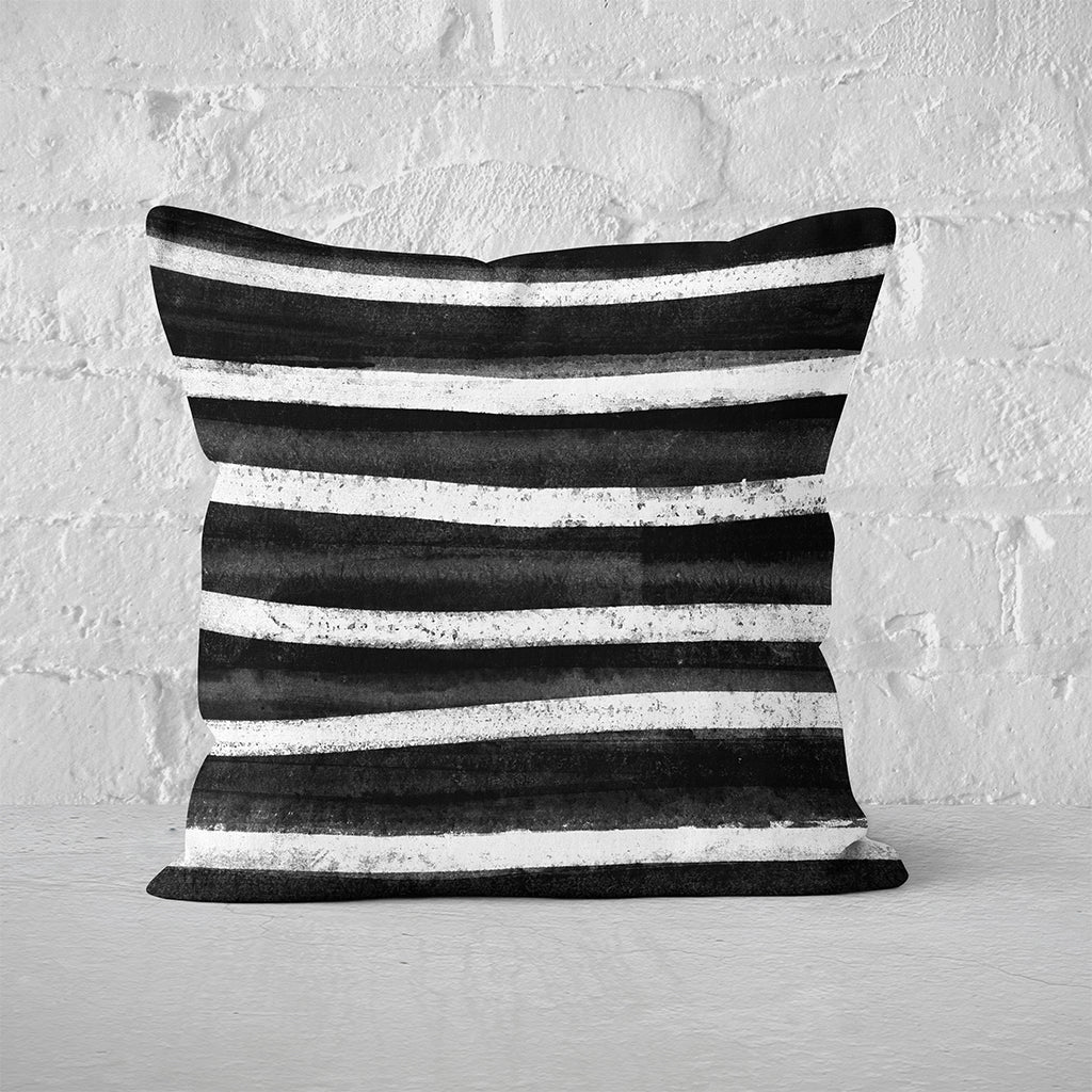 Pillow Cover Feature Art 'Songlines' - Dark Black & White - Cotton Twill