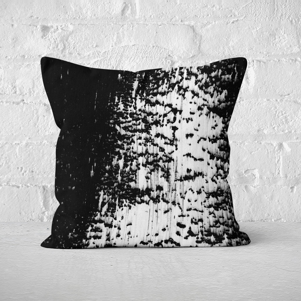 Pillow Cover Feature Art 'Tracks 1' - White & Black - Cotton Twill