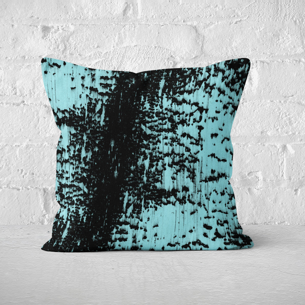 Pillow Cover Feature Art 'Tracks 2' - Light Teal - Cotton Twill