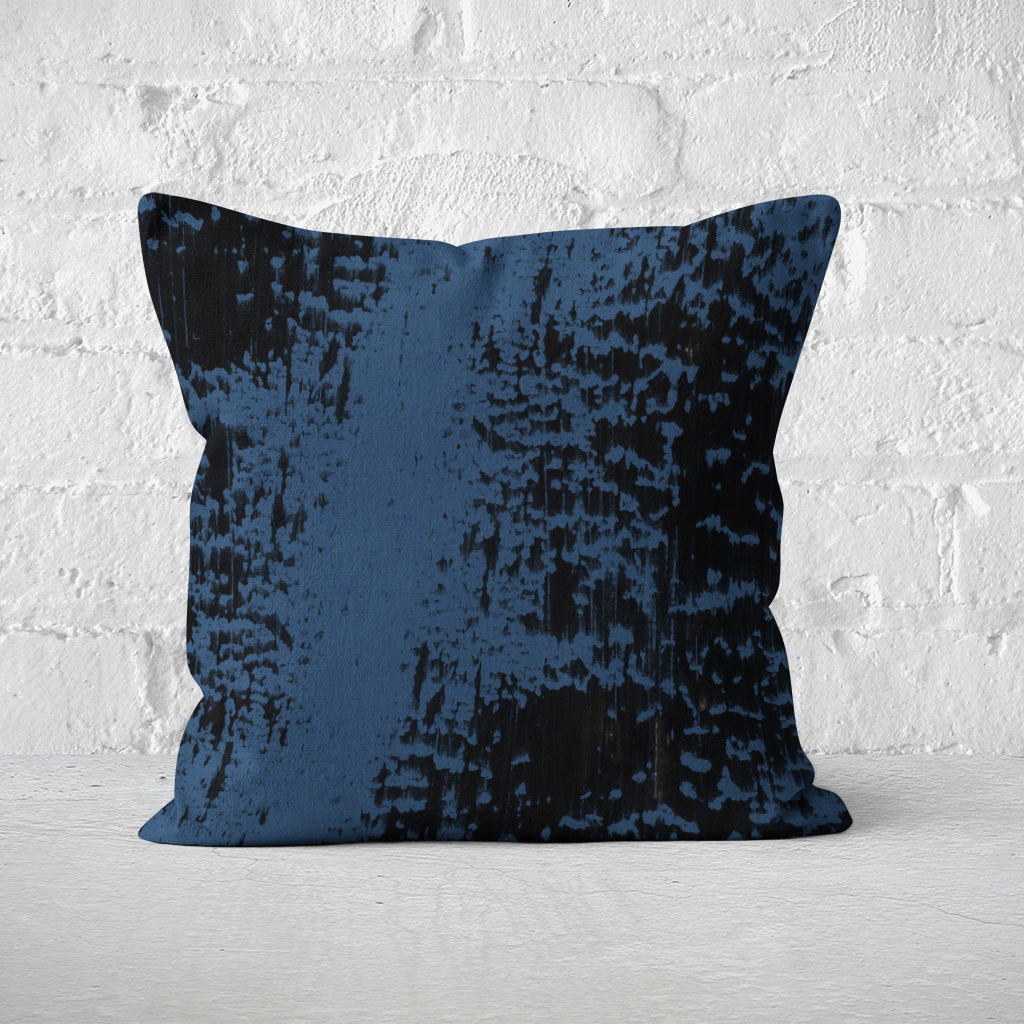 Pillow Cover Feature Art 'Tracks 3' - Blue - Cotton Twill