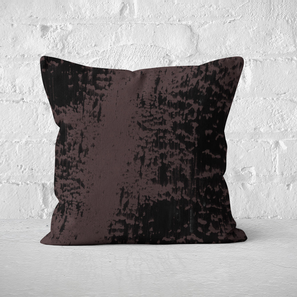 Pillow Cover Feature Art 'Tracks 3' - Dark Brown - Cotton Twill