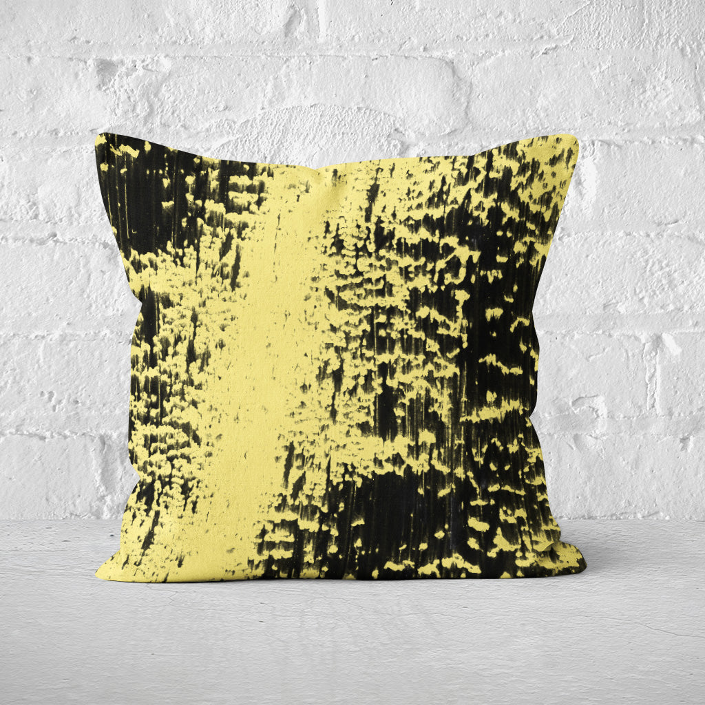 Pillow Cover Feature Art 'Tracks 3' - Yellow - Cotton Twill