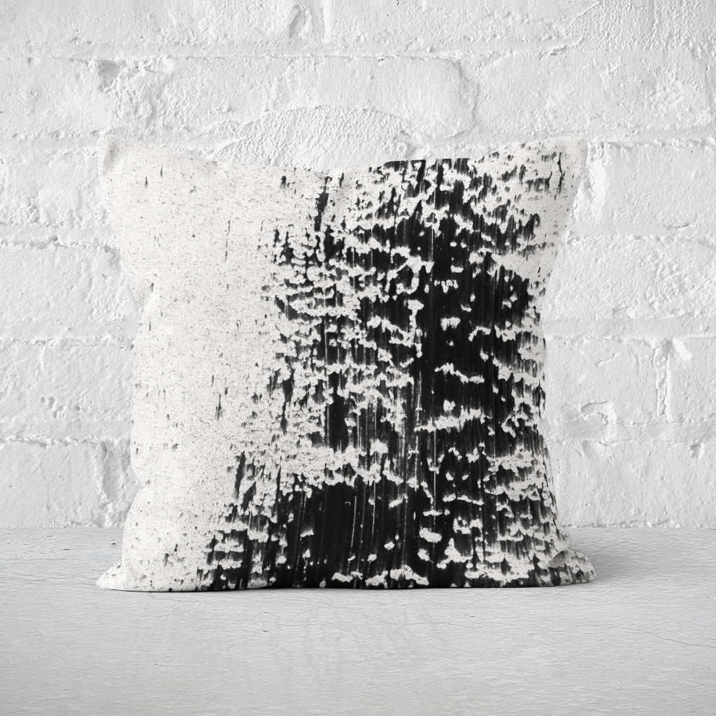 Pillow Cover Feature Art 'Tracks' - Black & White - Cotton Twill