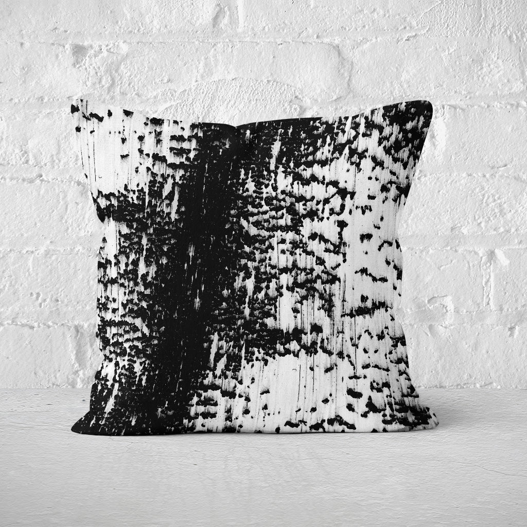 Pillow Cover Feature Art 'Tracks 2' - White & Black - Cotton Twill