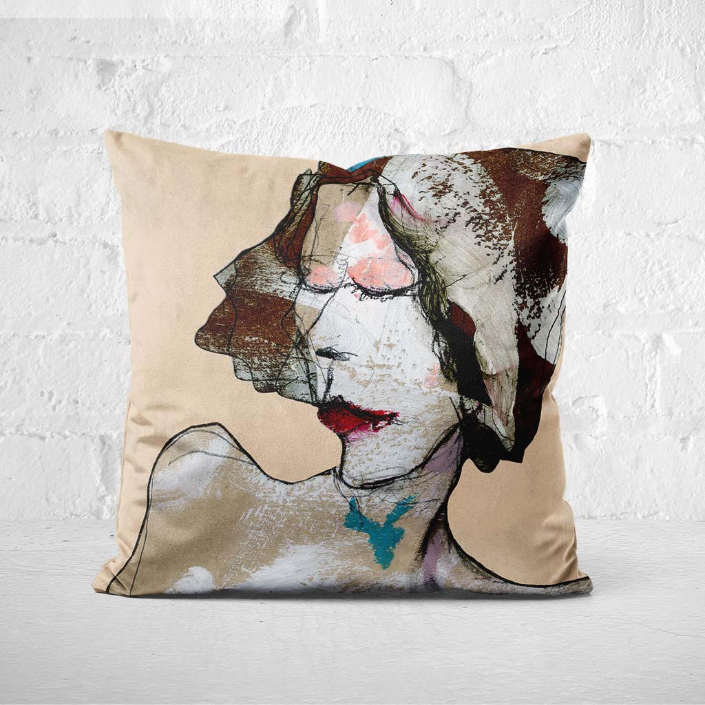 Pillow Cover Feature Art 'Isabella' - Bone - Flax Suede