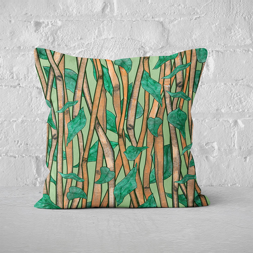 Pillow Cover Feature Art 'Jungle' - Green - Cotton Twill