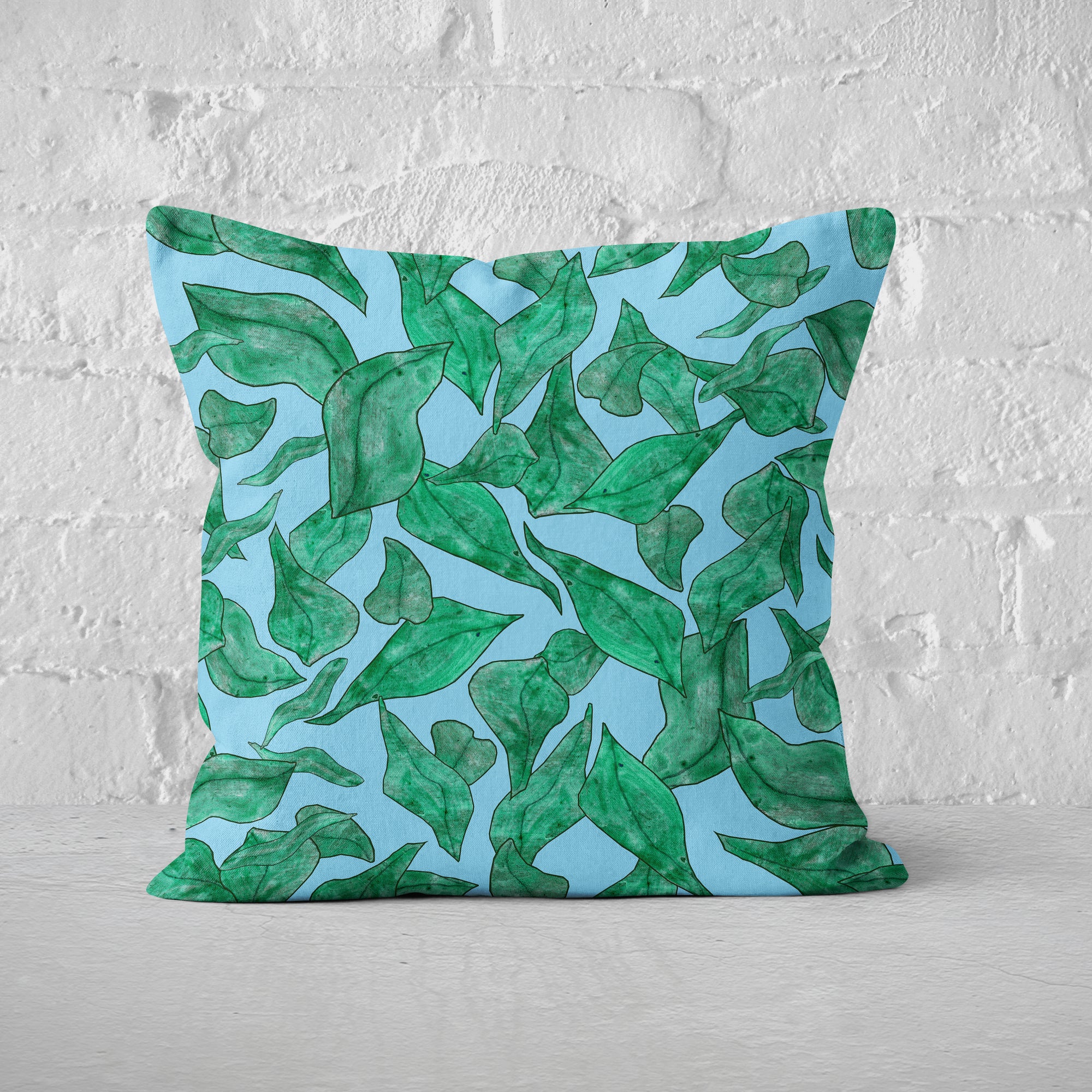 Pillow Cover Feature Art 'Fall 2' - Blue - Cotton Twill