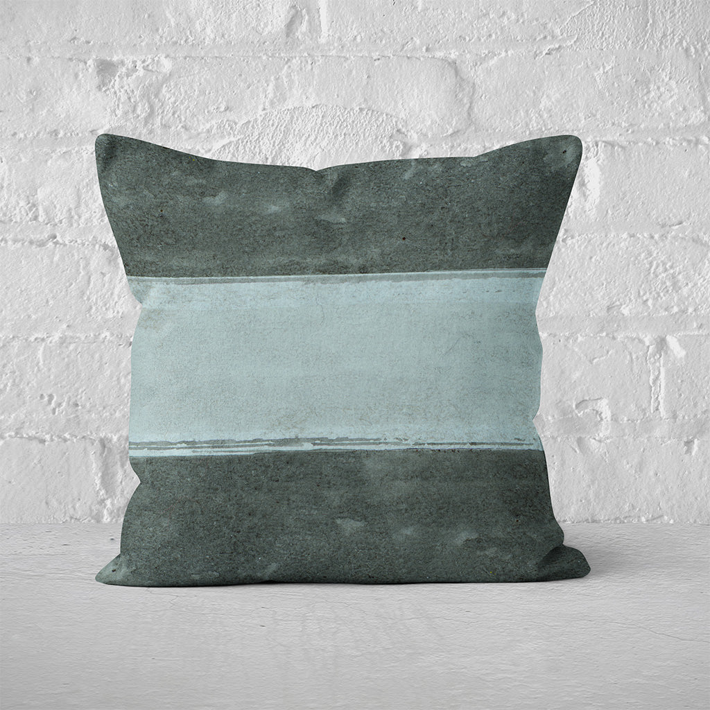Pillow Cover Art Feature 'Horizon' - Dark Teal & Light Teal - Cotton Twill