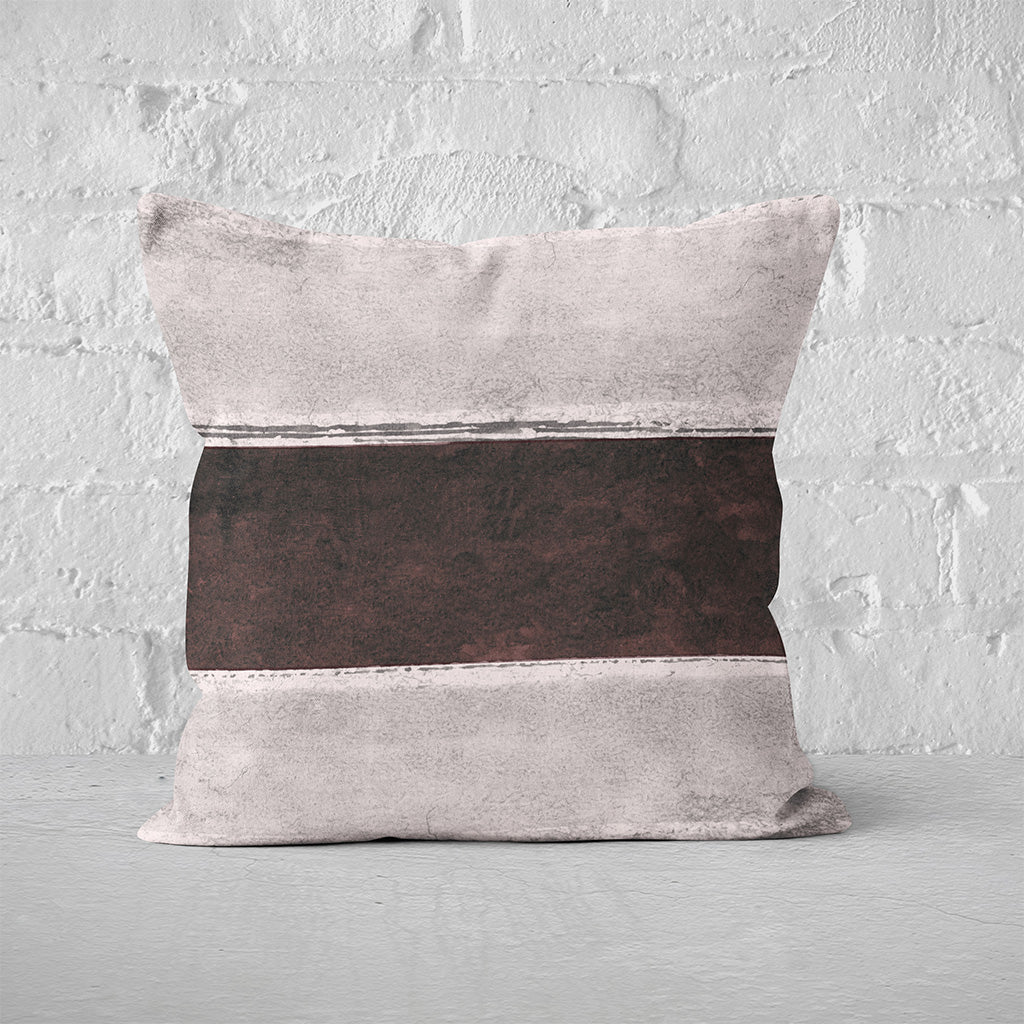 Pillow Cover Art Feature 'Horizon' - Light Brown & Dark Brown - Cotton Twill