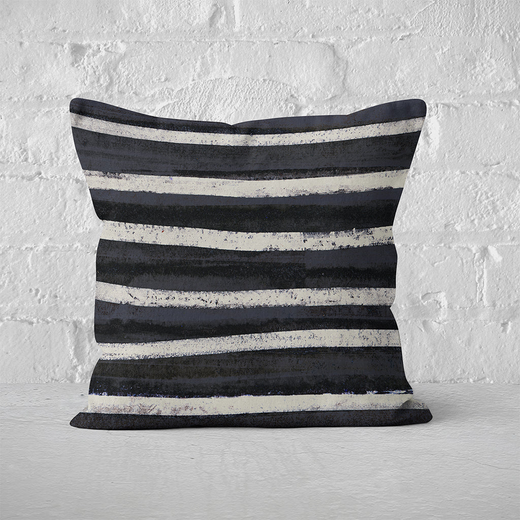 Pillow Cover Feature Art 'Songlines' - Deep Black and Bone - Cotton Twill