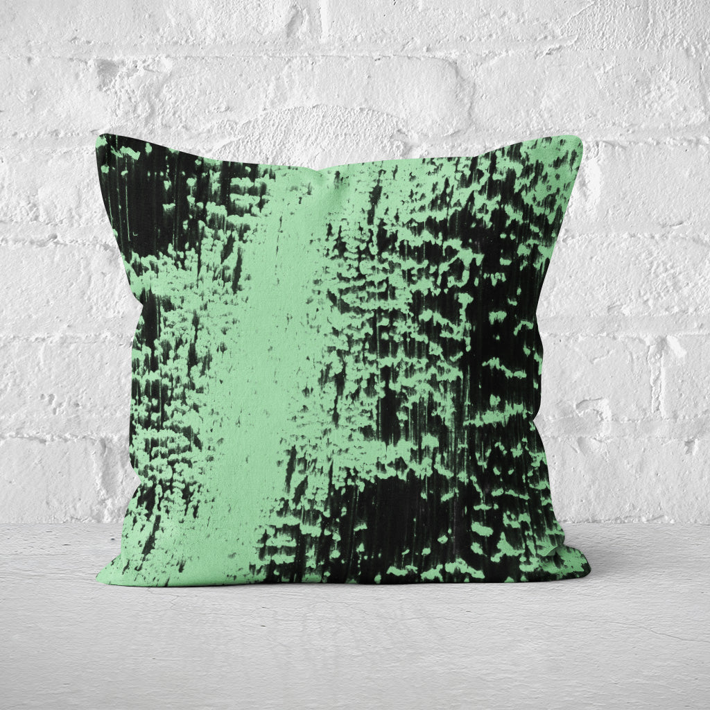 Pillow Cover Feature Art 'Tracks 3' - Green - Cotton Twill