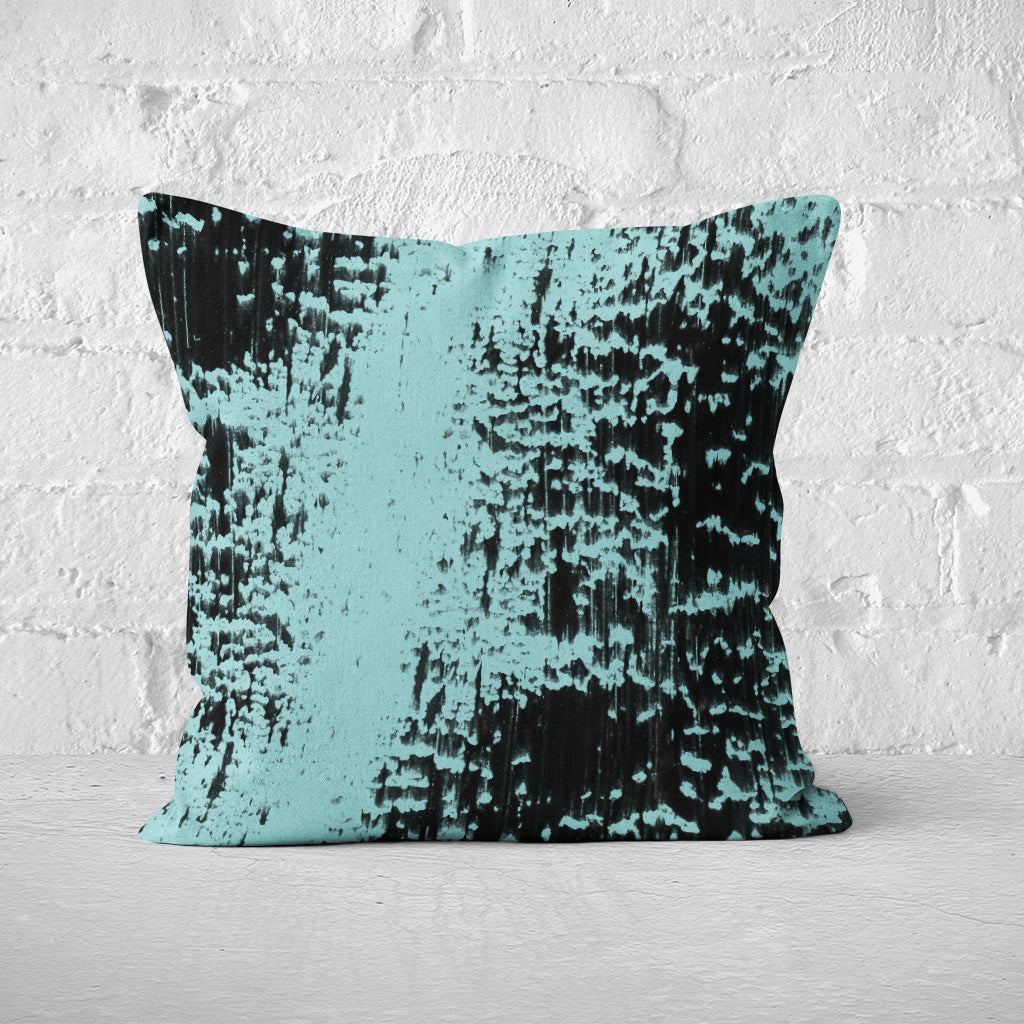 Pillow Cover Feature Art 'Tracks 3' - Teal - Cotton Twill